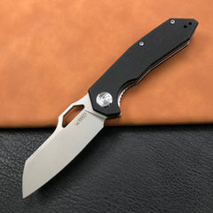 KUBEY KU292A EDC Folding Knife Black G10 Handle 3.15" Blasted Stonewashed D2