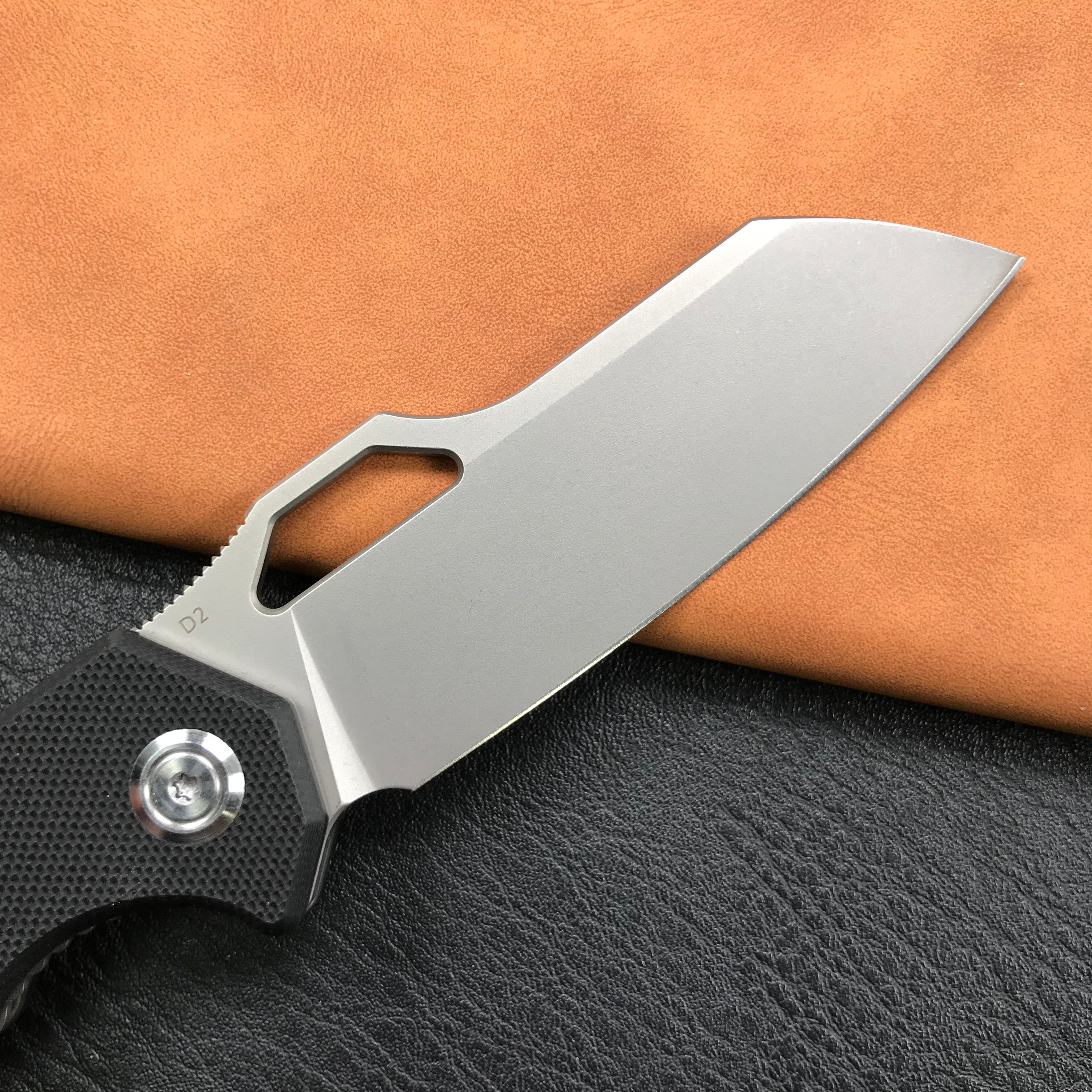 KUBEY KU292A EDC Folding Knife Black G10 Handle 3.15" Blasted Stonewashed D2