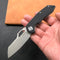 KUBEY KU292 EDC Folding Knife Black G10 Handle 3.15" Blasted Stonewashed D2