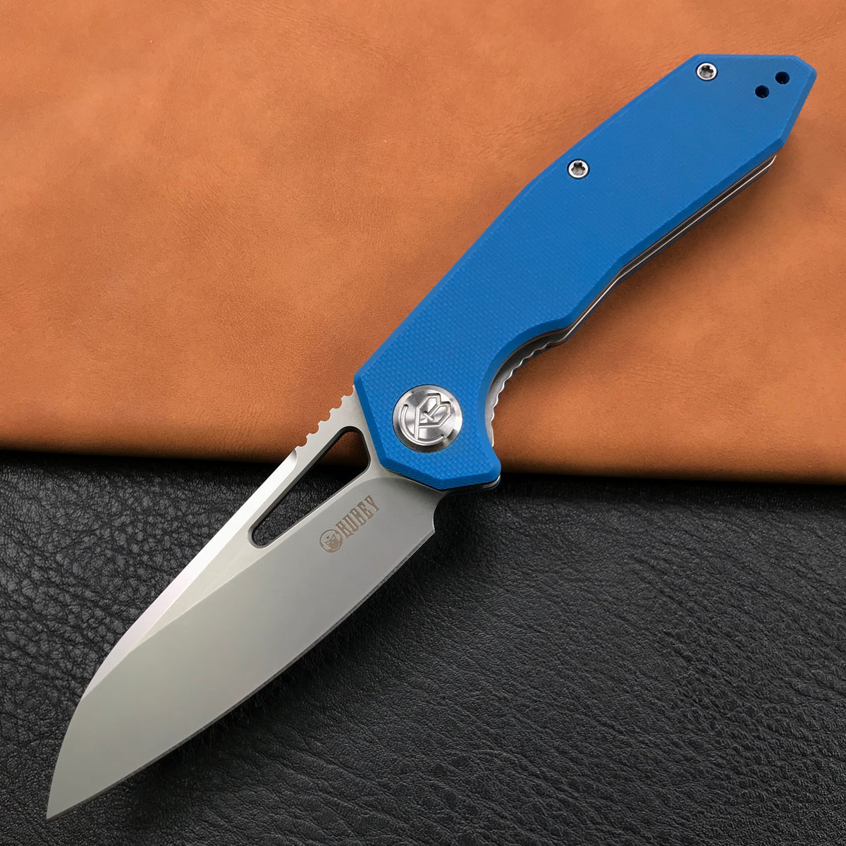 KUBEY KU291C Vagrant Liner Lock Folding Knife Blue G10 Handle (3.1" Sandblast AUS-10)