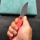 KUBEY KU344I Momentum Sherif Manganas Design Liner Lock Front Flipper  Dual Studs Open Folding Knife Red G10 Handle 3.43" Dark Stonewashed AUS-10