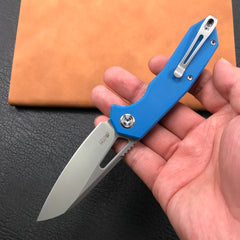 KUBEY KU291C Vagrant Liner Lock Folding Knife Blue G10 Handle (3.1" Sandblast AUS-10)