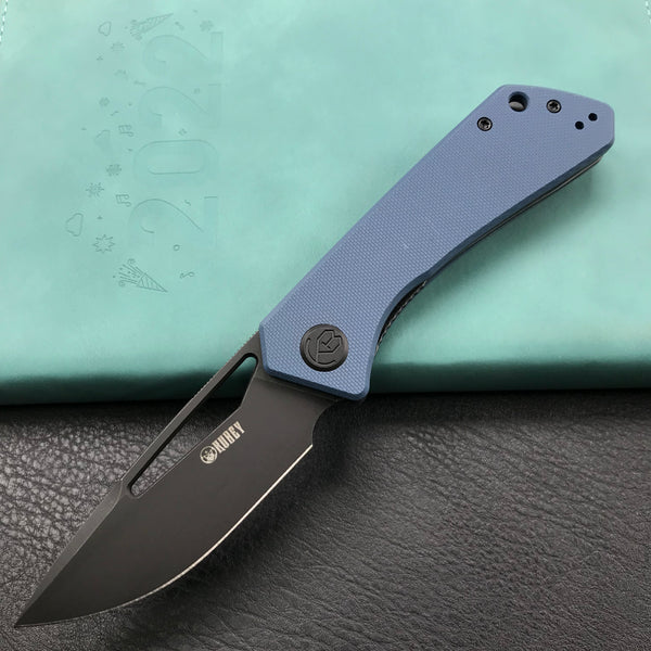 KUBEY KU331C Front Flipper EDC Pocket Folding Knife Navy blue G10 Handle 3.27" Dark Stonewahsed D2