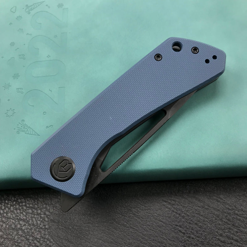 KUBEY KU331C Front Flipper EDC Pocket Folding Knife Navy blue G10 Handle 3.27" Dark Stonewahsed D2