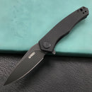 KUBEY KU055B edc  black G10 Handle Folding Knife 2.95" Dark Stonewashed D2