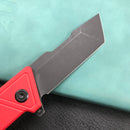 KUBEY KU104D Avenger Outdoor Edc Folding Pocket Knife Red G10 Handle 3.07" Dark Stonewashed D2