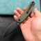 KUBEY KU344G Momentum Sherif Manganas Design Liner Lock Front Flipper / Dual Studs Open Folding Knife Green G10 Handle 3.43" Dark Stonewashed AUS-10