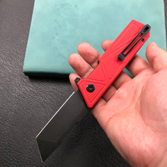 KUBEY KU104D Avenger Outdoor Edc Folding Pocket Knife Red G10 Handle 3.07" Dark Stonewashed D2