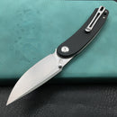 KUBEY KU344H Momentum Sherif Manganas Design Liner Lock Front Flipper / Dual Studs Open Folding Knife Black G10 Handle 3.43" Bead Blasted AUS-10