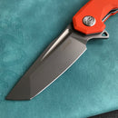 KUBEY KB237I Carve Nest Liner Lock Tactical Folding Knife Orange G10 Handle   3.27'' Bead Blasted AUS-10