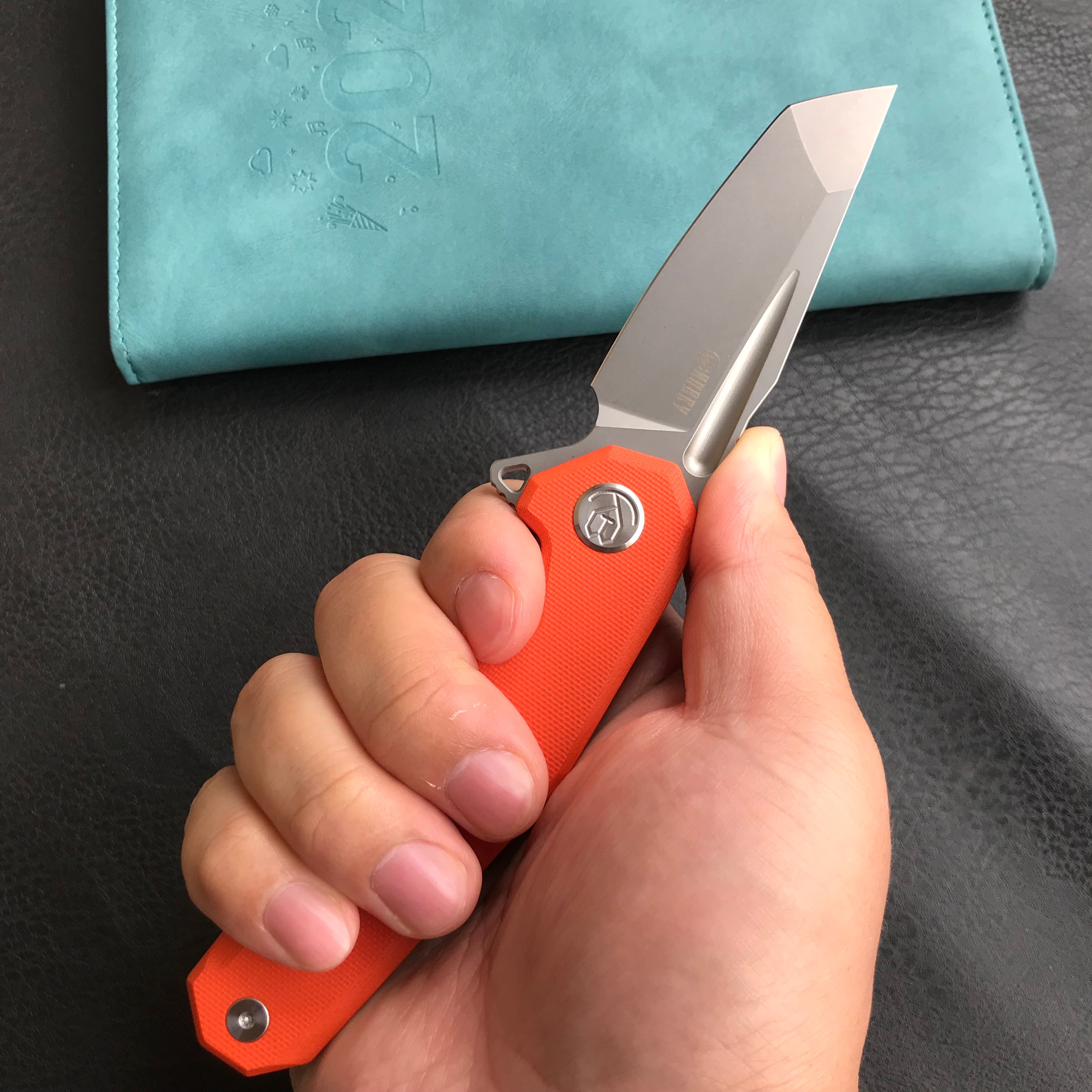 KUBEY KB237I Carve Nest Liner Lock Tactical Folding Knife Orange G10 Handle   3.27'' Bead Blasted AUS-10