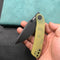 KUBEY KU344F Momentum Sherif Manganas Design Liner Lock Front Flipper / Dual Studs Open Folding Knife Translucent Yellow G10 Handle 3.43" Dark Stonewashed AUS-10