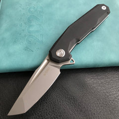 KUBEY KB237G Carve Nest Liner Lock Tactical Folding Knife Black G10 Handle  3.27''AUS-10