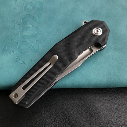 KUBEY KB237G Carve Nest Liner Lock Tactical Folding Knife Black G10 Handle  3.27''AUS-10