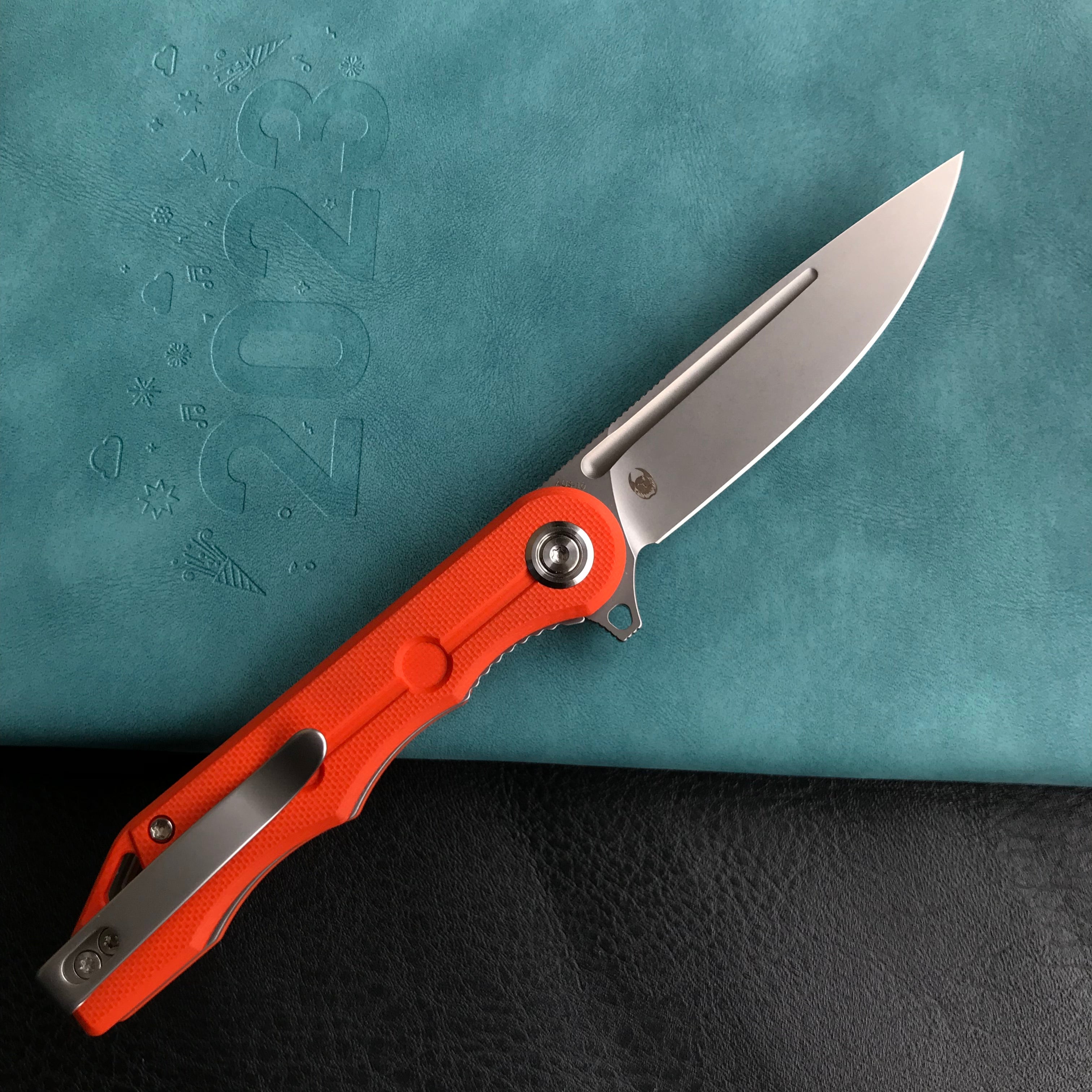 KUBEY KU312I Mizo Liner Lock Flipper Folding Knife Orange G10 Handle 3.15" Bead Blasted AUS-10