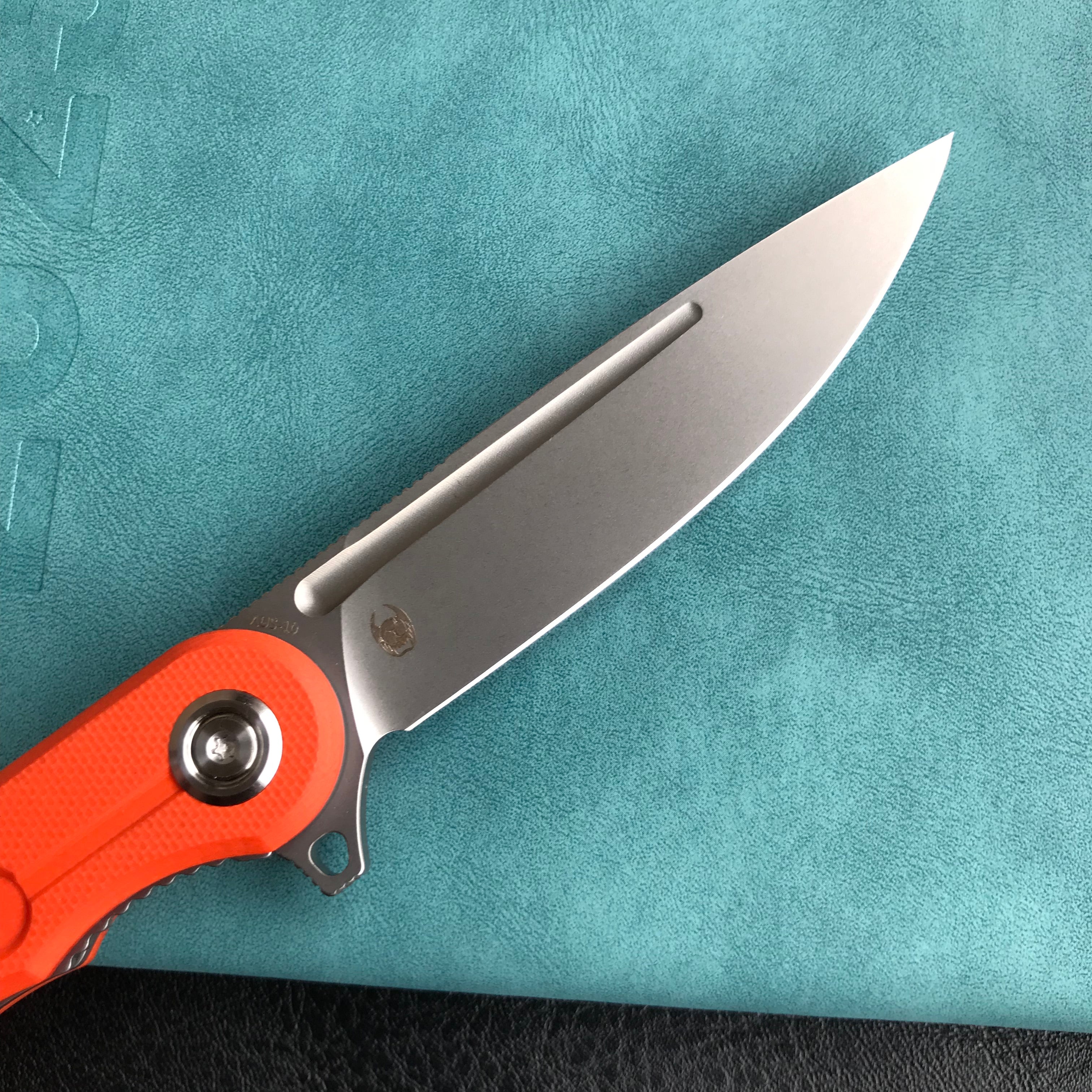 KUBEY KU312I Mizo Liner Lock Flipper Folding Knife Orange G10 Handle 3.15" Bead Blasted AUS-10