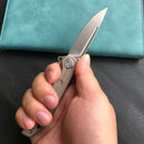 KUBEY KU312H Mizo Liner Lock Flipper Folding Knife Tan G10 Handle 3.15" Bead Blasted AUS-10
