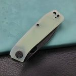 KUBEY KU2104C EDC Folding Knife Jade G10 Handle 2.95" Dark Stonewashed 14C28N