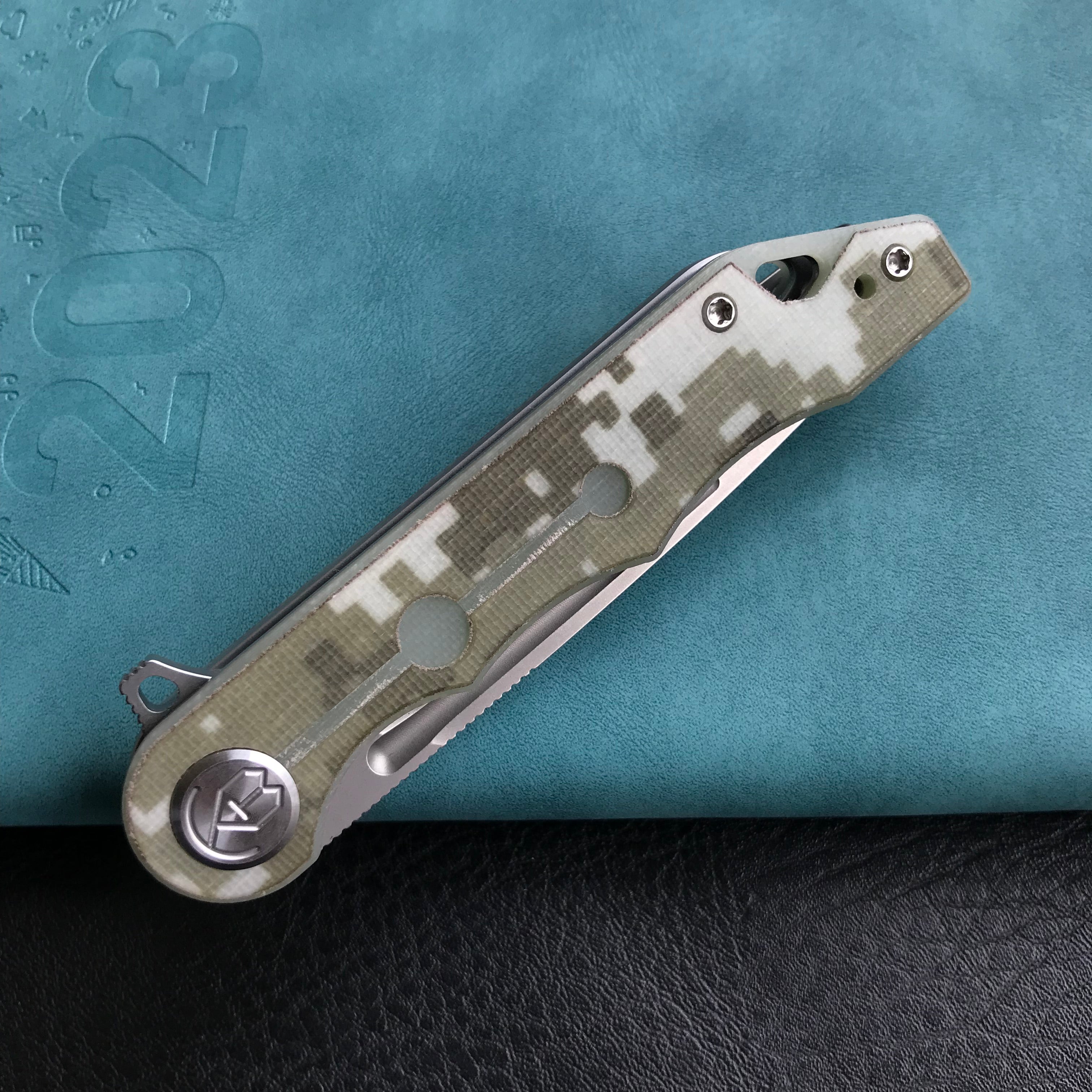 KUBEY KU312E Mizo Liner Lock Flipper Folding Knife Camo G10 Handle 3.15" Bead Blasted AUS-10