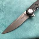 KUBEY KU312A Mizo Liner Lock Flipper Folding Knife Black G10 Handle 3.15"  Bead Blasted AUS-10