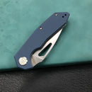 KUBEY KU122B Liner Lock Thumb Open Folding Knife Denim Blue G10 Handle 3.11" Bead Blasted Stonewashed D2