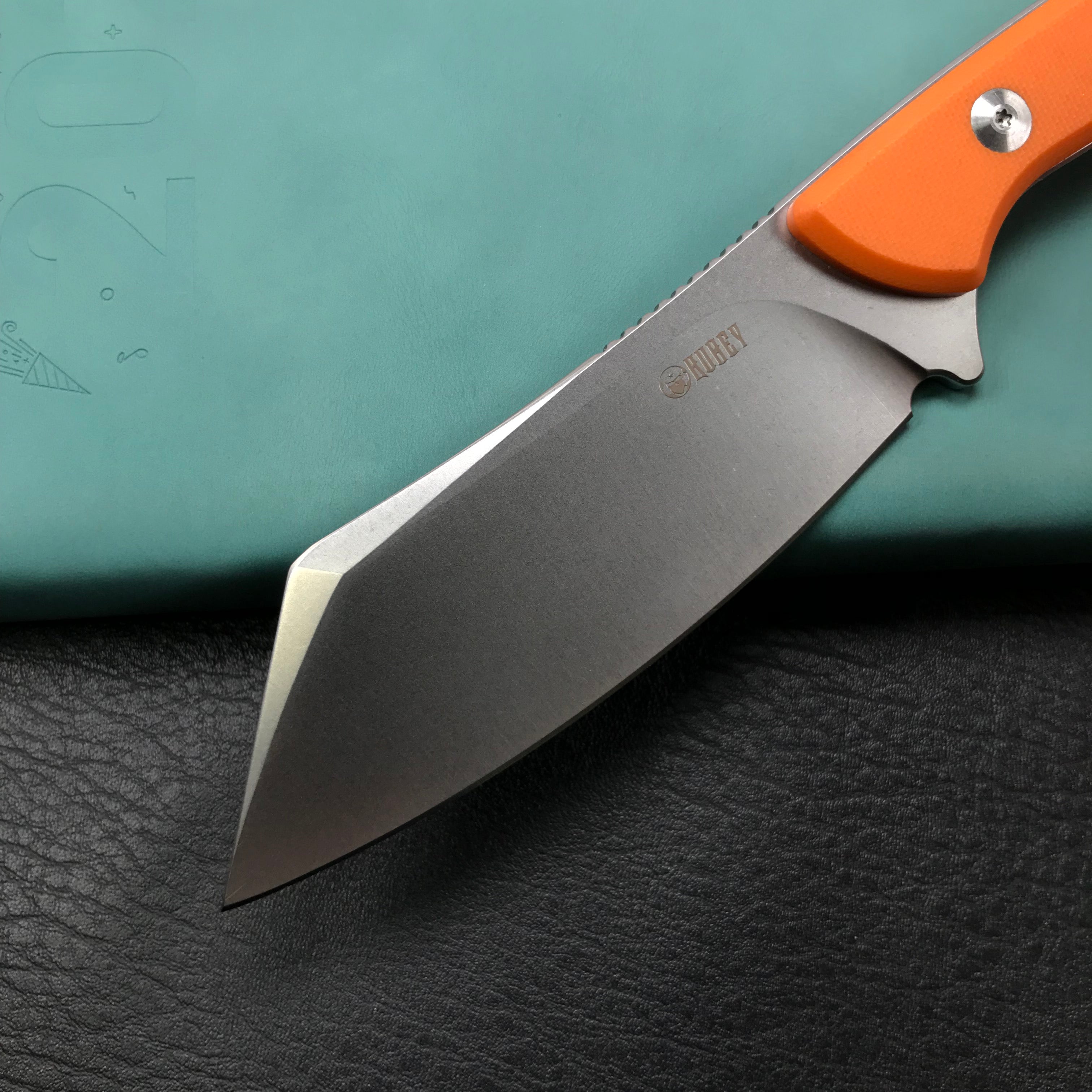 KUBEY KU302 Fixed Knife Orange G10 Handle Bead Blasted Stonewashed D2