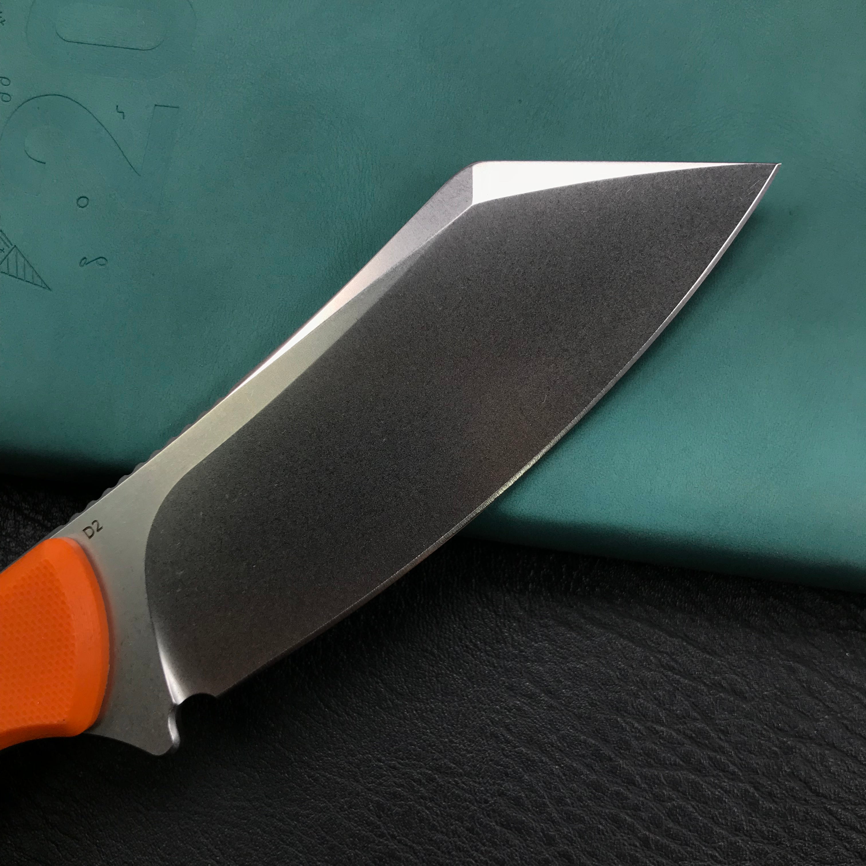 KUBEY KU302 Fixed Knife Orange G10 Handle Bead Blasted Stonewashed D2