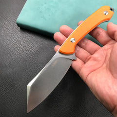 KUBEY KU302 Fixed Knife Orange G10 Handle Bead Blasted Stonewashed D2