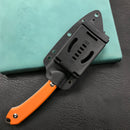 KUBEY KU302 Fixed Knife Orange G10 Handle Bead Blasted Stonewashed D2