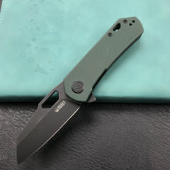 KUBEY KU332D  Liner Lock Flipper Folding Knife Dark green  G10 Handle 2.91" Dark Stonewashed D2