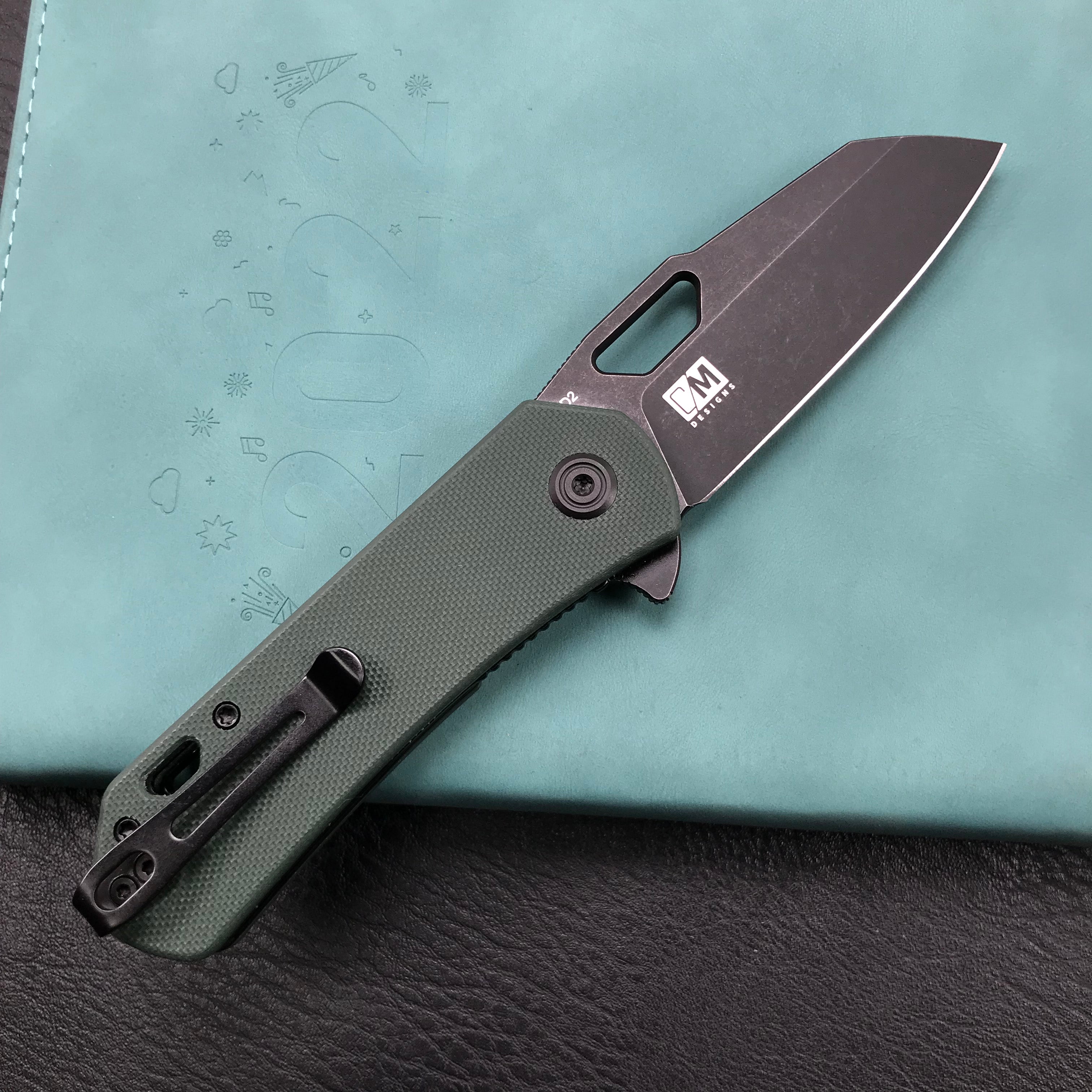 KUBEY KU332D  Liner Lock Flipper Folding Knife Dark green  G10 Handle 2.91" Dark Stonewashed D2