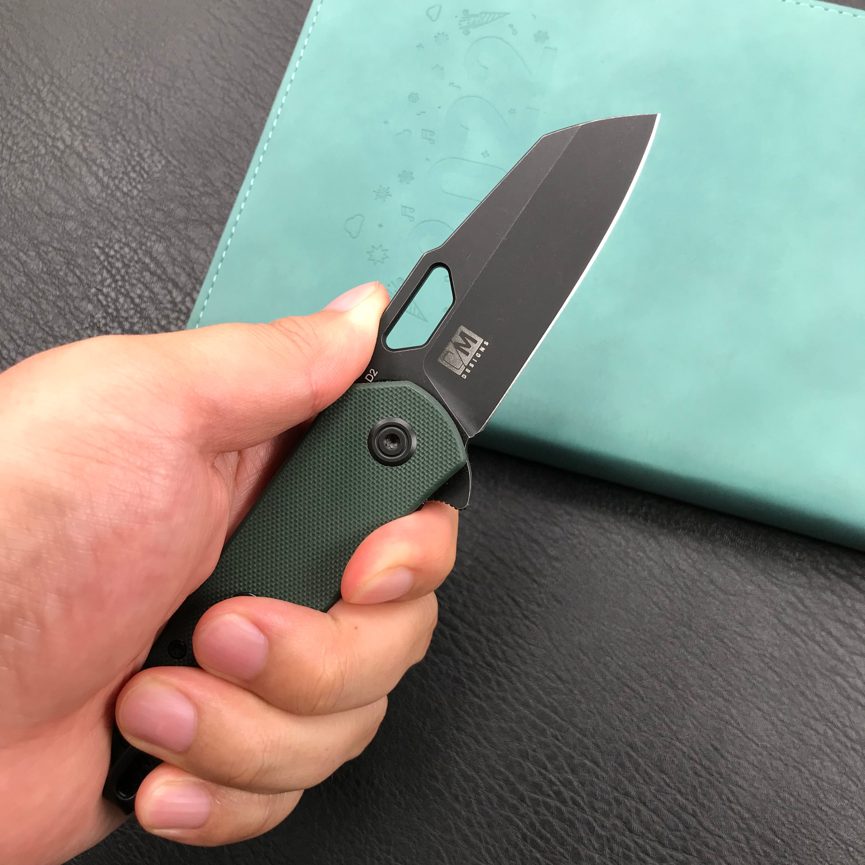 KUBEY KU332D  Liner Lock Flipper Folding Knife Dark green  G10 Handle 2.91" Dark Stonewashed D2