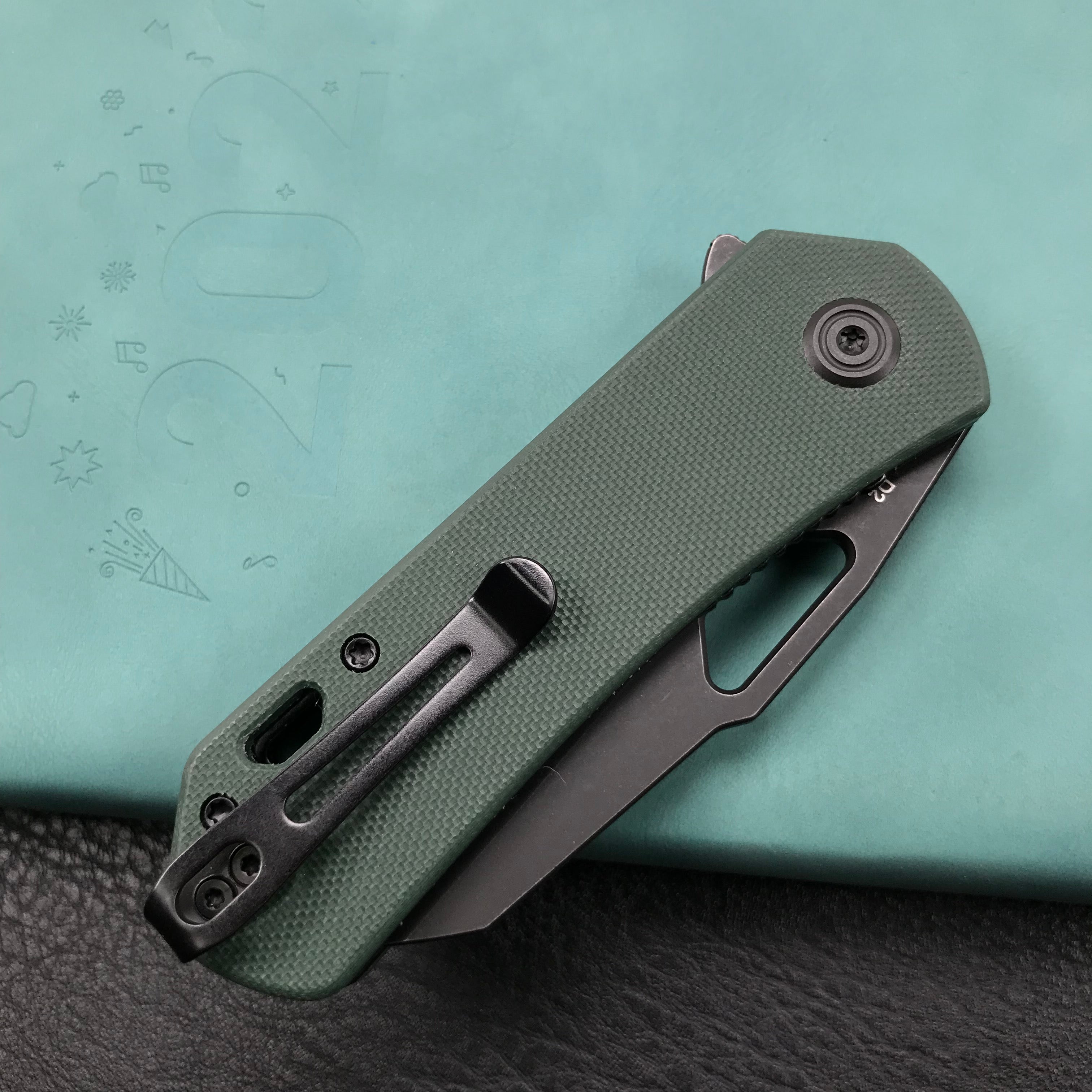 KUBEY KU332D  Liner Lock Flipper Folding Knife Dark green  G10 Handle 2.91" Dark Stonewashed D2