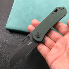 KUBEY KU332D  Liner Lock Flipper Folding Knife Dark green  G10 Handle 2.91" Dark Stonewashed D2