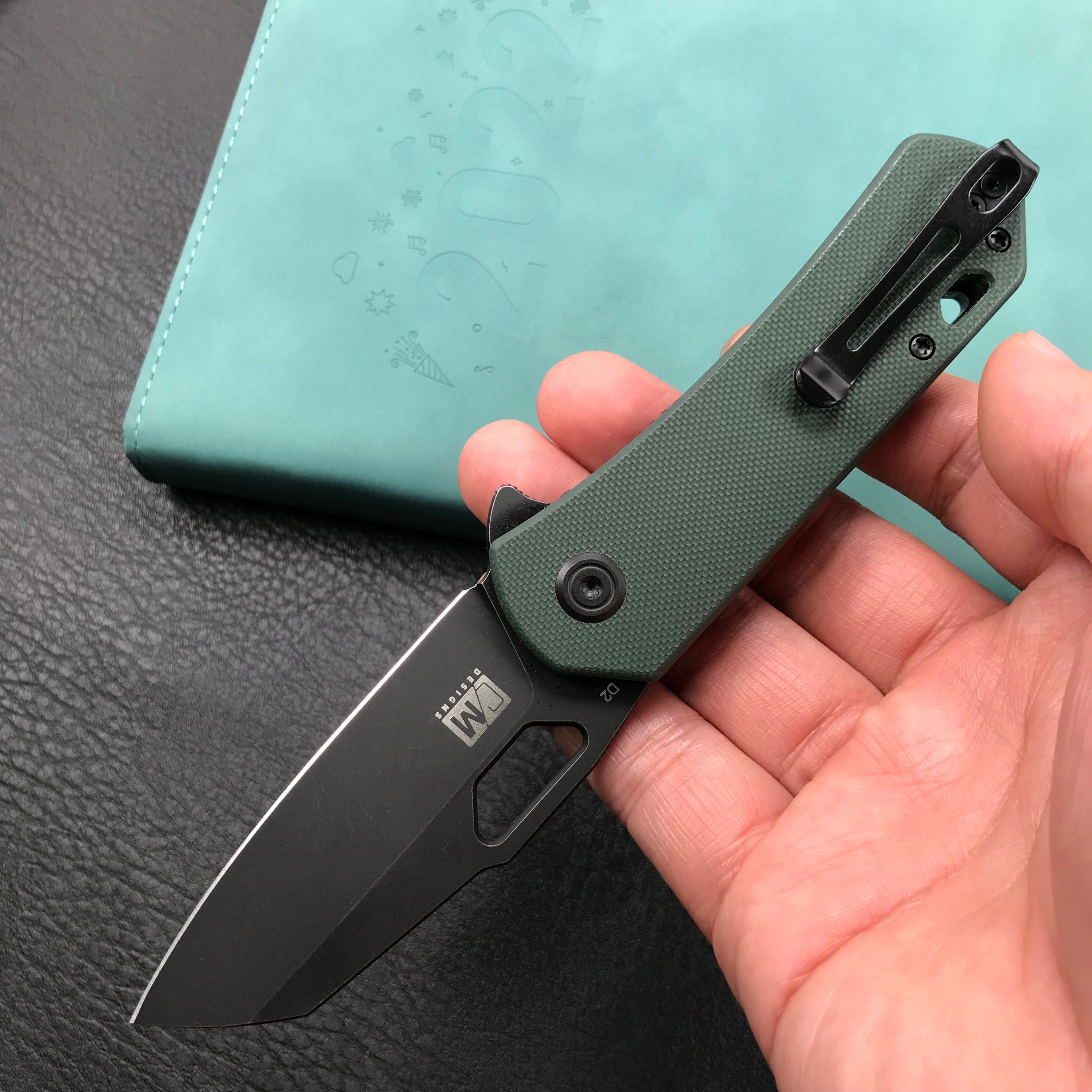 KUBEY KU332D  Liner Lock Flipper Folding Knife Dark green  G10 Handle 2.91" Dark Stonewashed D2