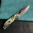 KUBEY KU316C RDF Pocket Knife with Button Lock, Full-Contoured Camo G-10 Handle 3.11" Bead Blasted AUS-10 Blade, Lightweight Hydra Designed Folding Knife for EDC