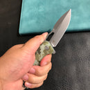KUBEY KU316C RDF Pocket Knife with Button Lock, Full-Contoured Camo G-10 Handle 3.11" Bead Blasted AUS-10 Blade, Lightweight Hydra Designed Folding Knife for EDC