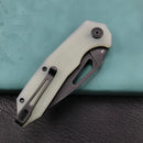 KUBEY KU122E Liner Lock Thumb Open Folding Knife Jade G10 Handle 3.11" Dark Stonewahsed D2
