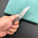 KUBEY KU299  Barracuda Liner Lock Front Flipper Folding Knife Titanium Handle 3.38" Bead Blasted  S30V