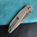 KUBEY KU117I Nova Liner Lock Flipper Folding Pocket Knife Tan G10 Handle Blasted Stonewashed  D2