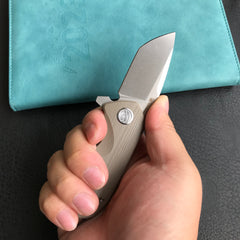 KUBEY KU203G Chubby Liner Lock EDC Flipper Knife Tan G10 Handle (2.36" Sandblast D2)