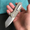 KUBEY KU203G Chubby Liner Lock EDC Flipper Knife Tan G10 Handle (2.36" Sandblast D2)