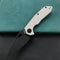 KUBEY KU122F Liner Lock Thumb Open Folding Knife White G10 Handle 3.11" Dark Stonewahsed D2