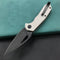 KUBEY KU122F Liner Lock Thumb Open Folding Knife White G10 Handle 3.11" Dark Stonewahsed D2