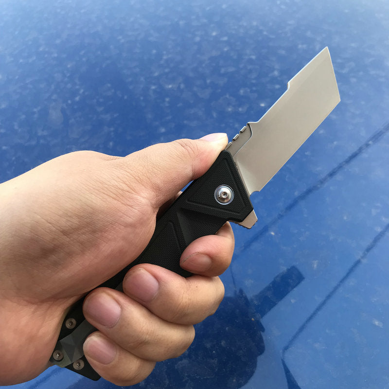 KUBEY Avenger KU104A EDC Folding Knife [3.35"Sandblast Tanto Point AUS10, G10]