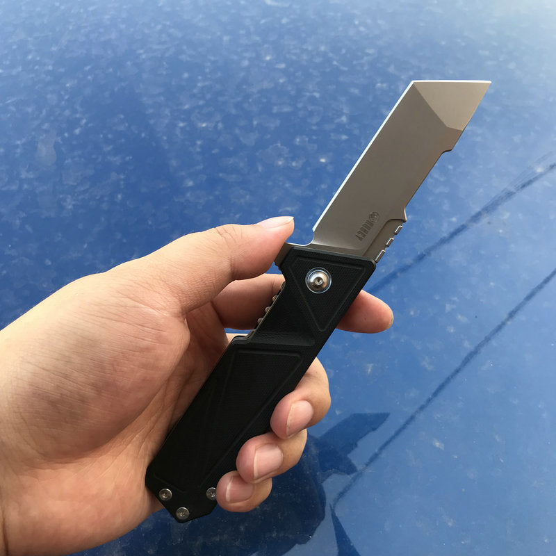KUBEY Avenger KU104A EDC Folding Knife [3.35"Sandblast Tanto Point AUS10, G10]