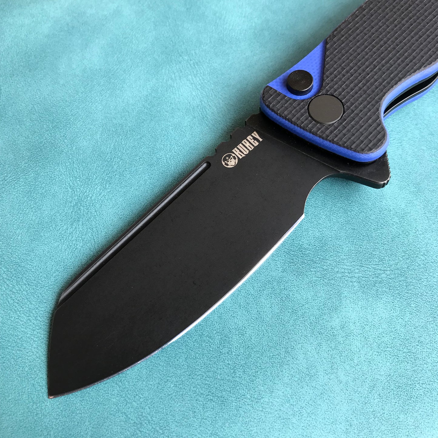 KUBEY KU336D Flipper And Button Lock Knife G10 Handle Black Stonewashe AUS-10