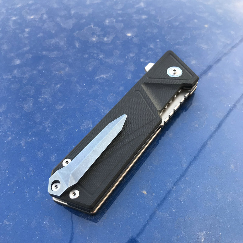 KUBEY Avenger KU104A EDC Folding Knife [3.35"Sandblast Tanto Point AUS10, G10]