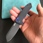 KUBEY KU336D Flipper And Button Lock Knife G10 Handle Black Stonewashe AUS-10