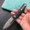 KUBEY  KU321A Royal Liner Lock EDC Pocket Knife Front Flipper Black G10 Handle 2.99" Blasted Stonewashed D2